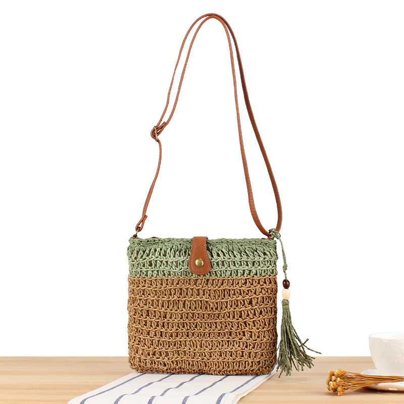 Handmade shoulder bag with tassels and leather accents Bowlift