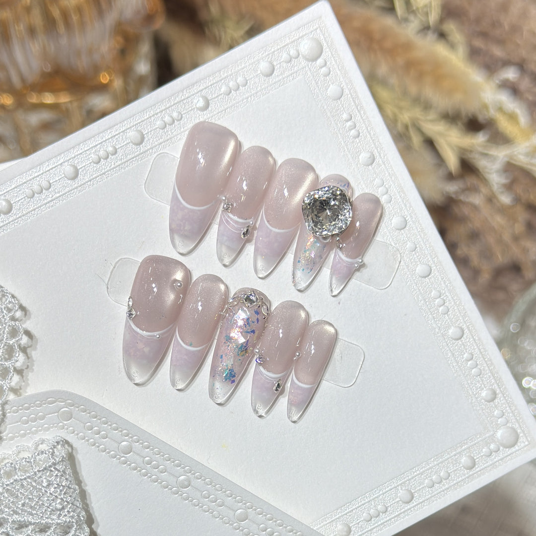 Glamorous Stiletto Press-On Nail Set with Crystal Embellishments Bowlift