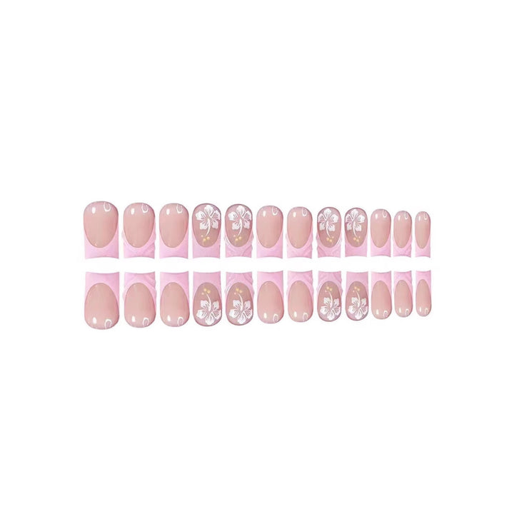 Decorative Floral Acrylic Press-On Nail Extensions Bowlift