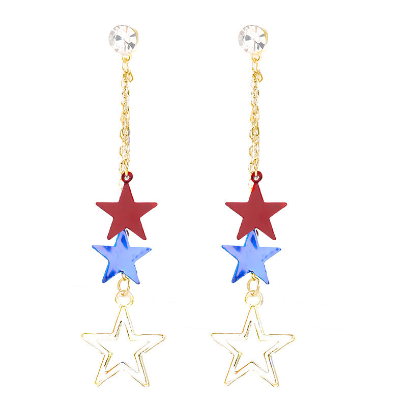 Ladies enamel earrings horseshoe with star stripe motif Bowlift