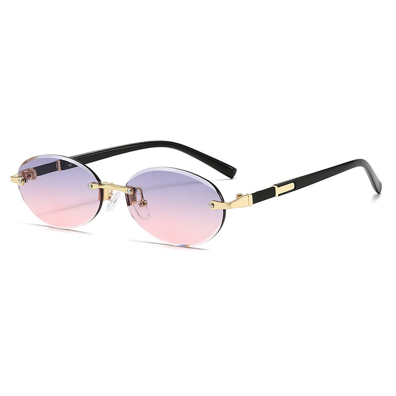Women’s fashionable oval sunglasses with trendy metal frame Bowlift