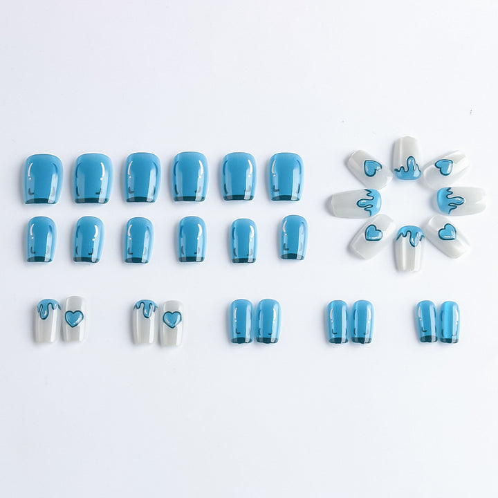 Artistic Press-On Nail Set with Heart Designs Bowlift