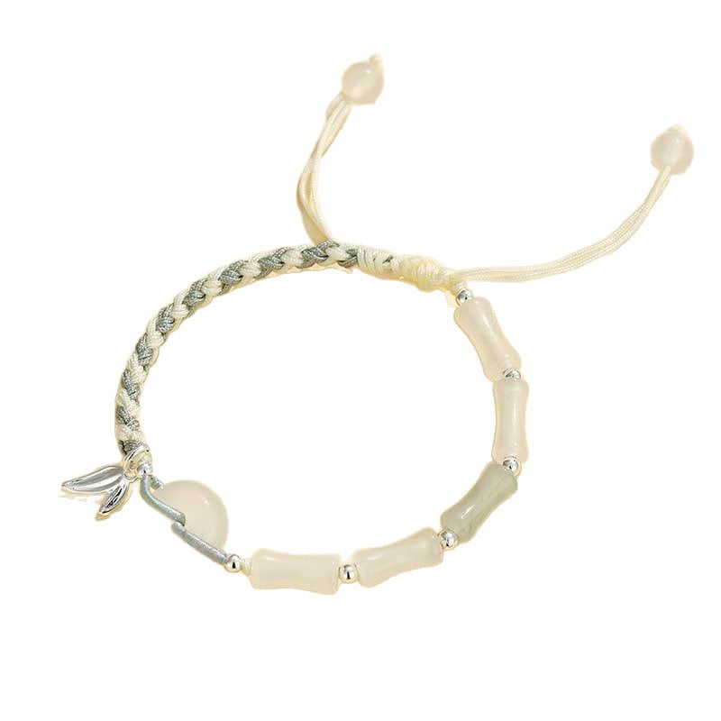 Adjustable Gemstone and Leaf Charm Bracelet Bowlift