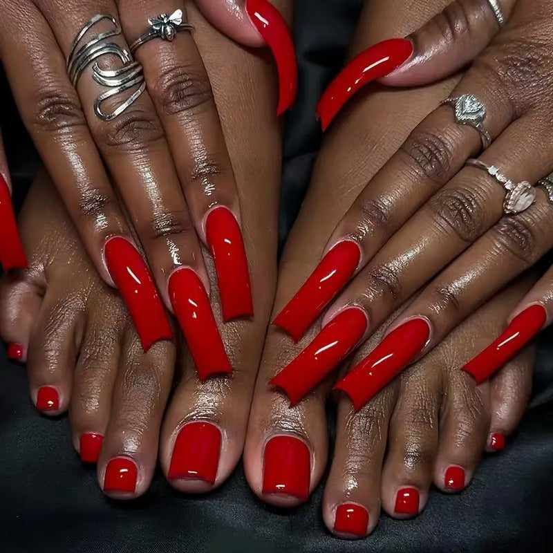 Glossy Long Press-On Nail Set Bowlift