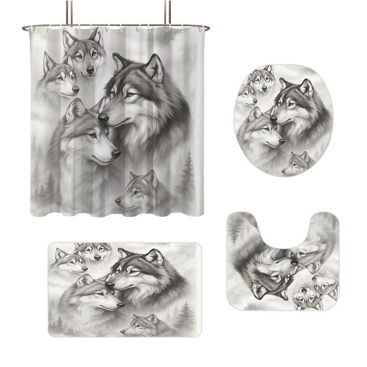 High-Definition Wolf-Themed Bathroom Décor Set Bowlift