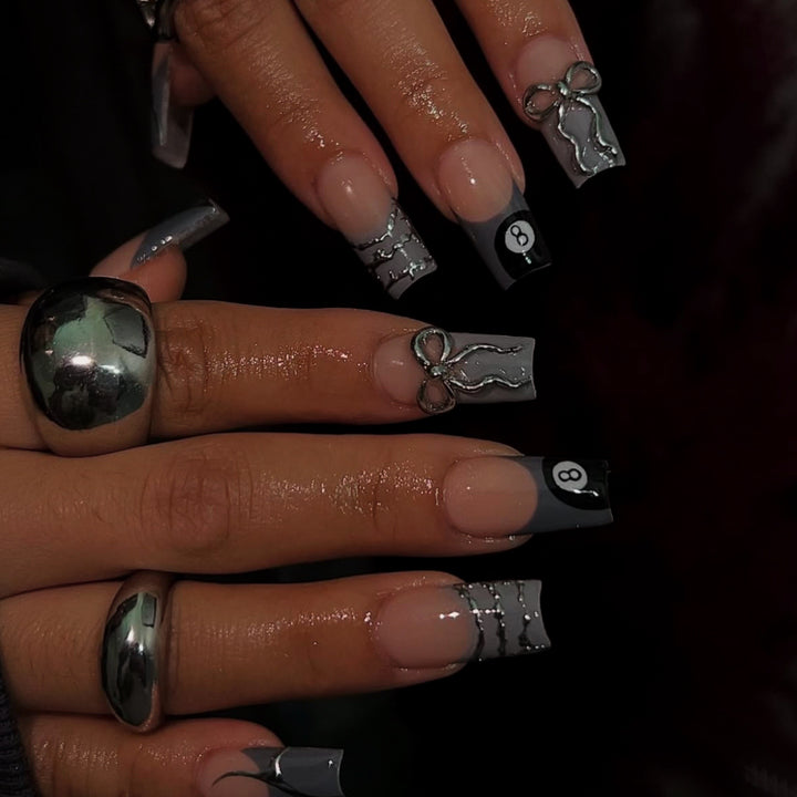 Artistic Patterned Press-On Nail Art Bowlift