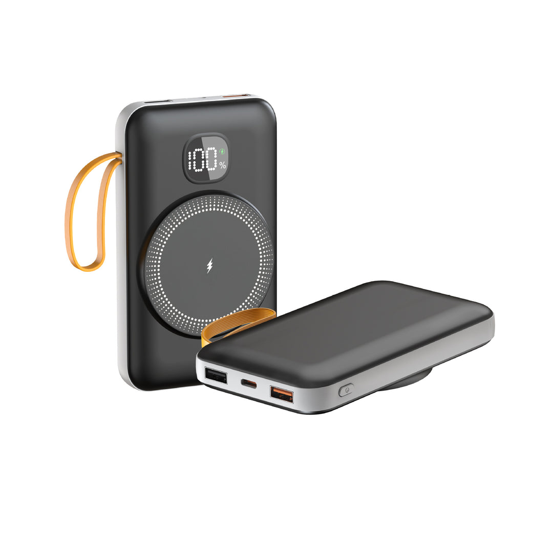 Portable power bank with integrated inductive fast charging function and LED charging status indicator Bowlift