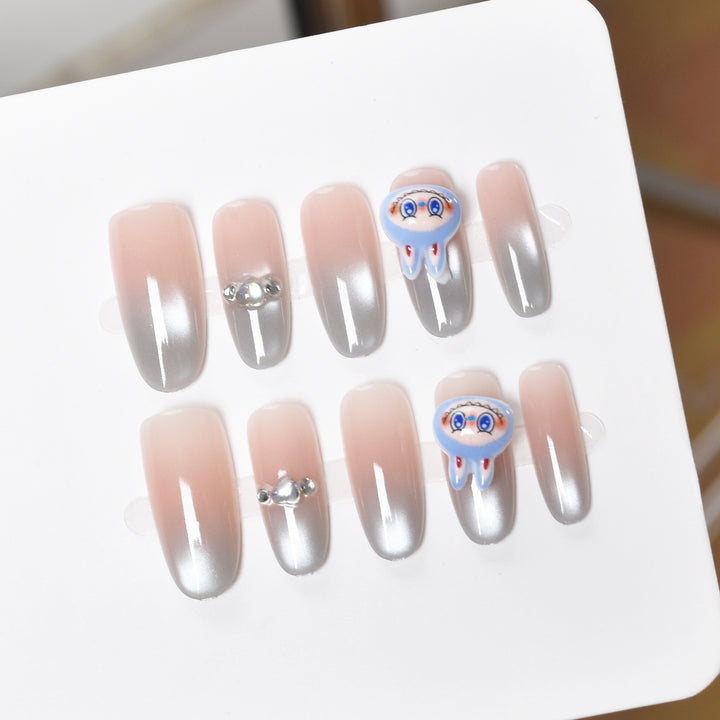 Artistic Nail Art Extensions with Floral Accents Bowlift