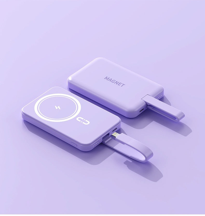 Magnetic power bank with wireless charging function and integrated quick charging Bowlift