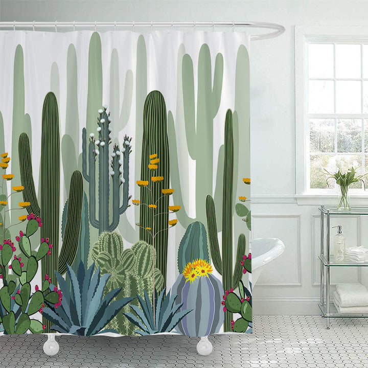 Cactus Garden-Themed Shower Curtain Bowlift
