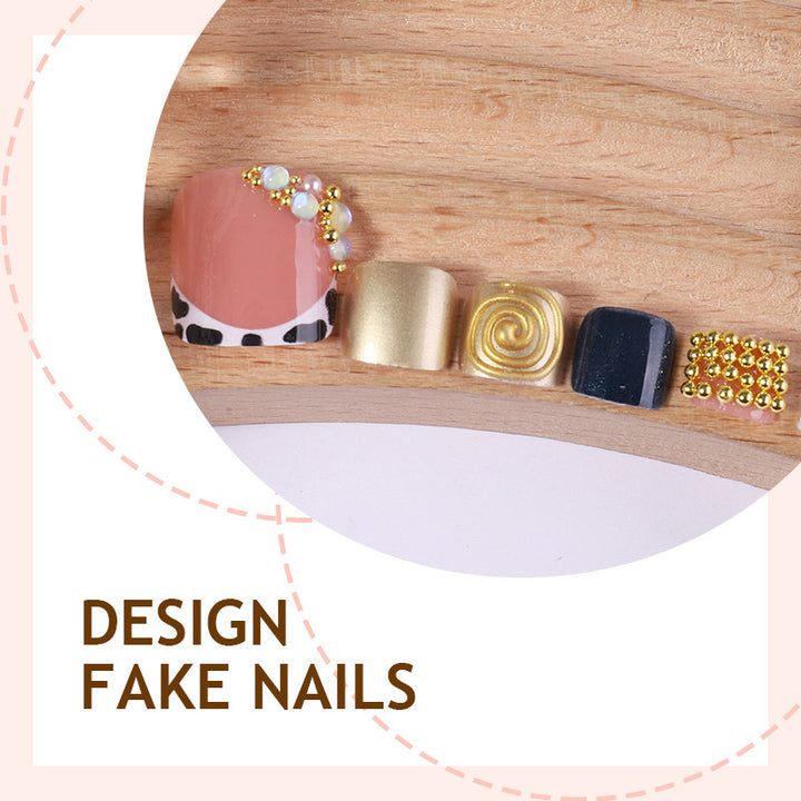 Acrylic nail set with luxurious golden embellishments Bowlift