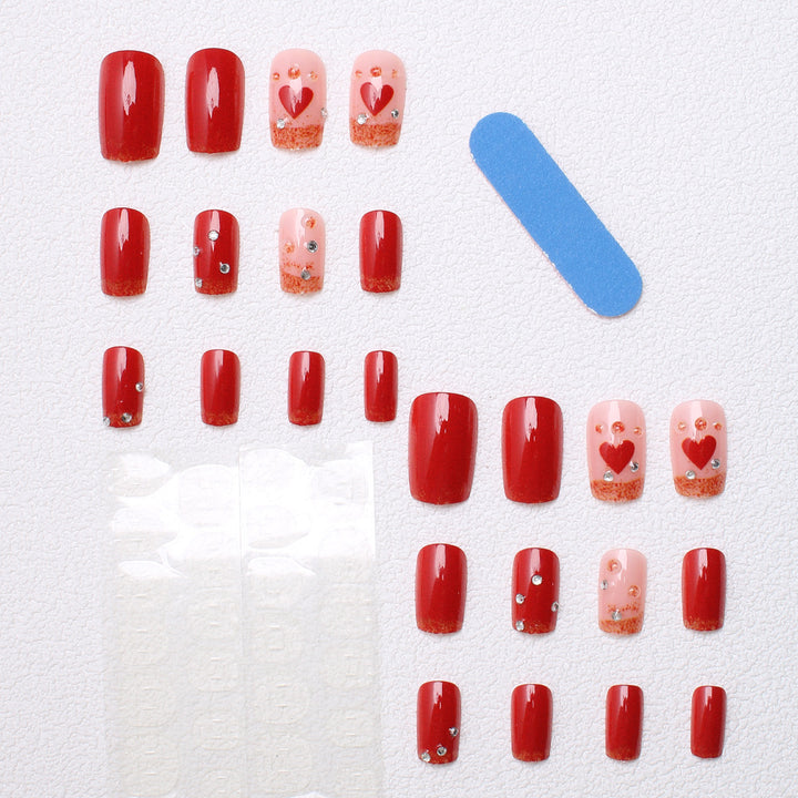 Glamorous Heart-Accent Press-On Nails Bowlift