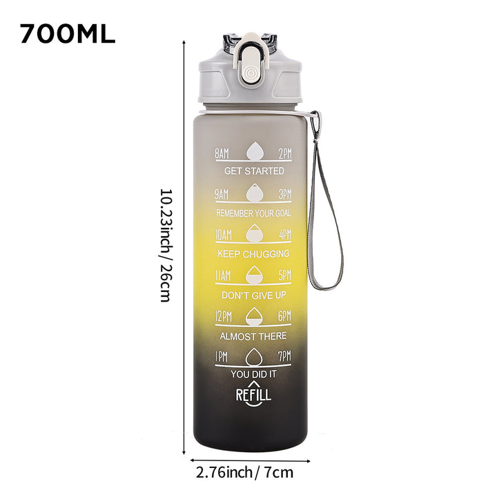 Motivational Time-Marker Hydration Bottle with Flip Lock and Carry Strap Bowlift