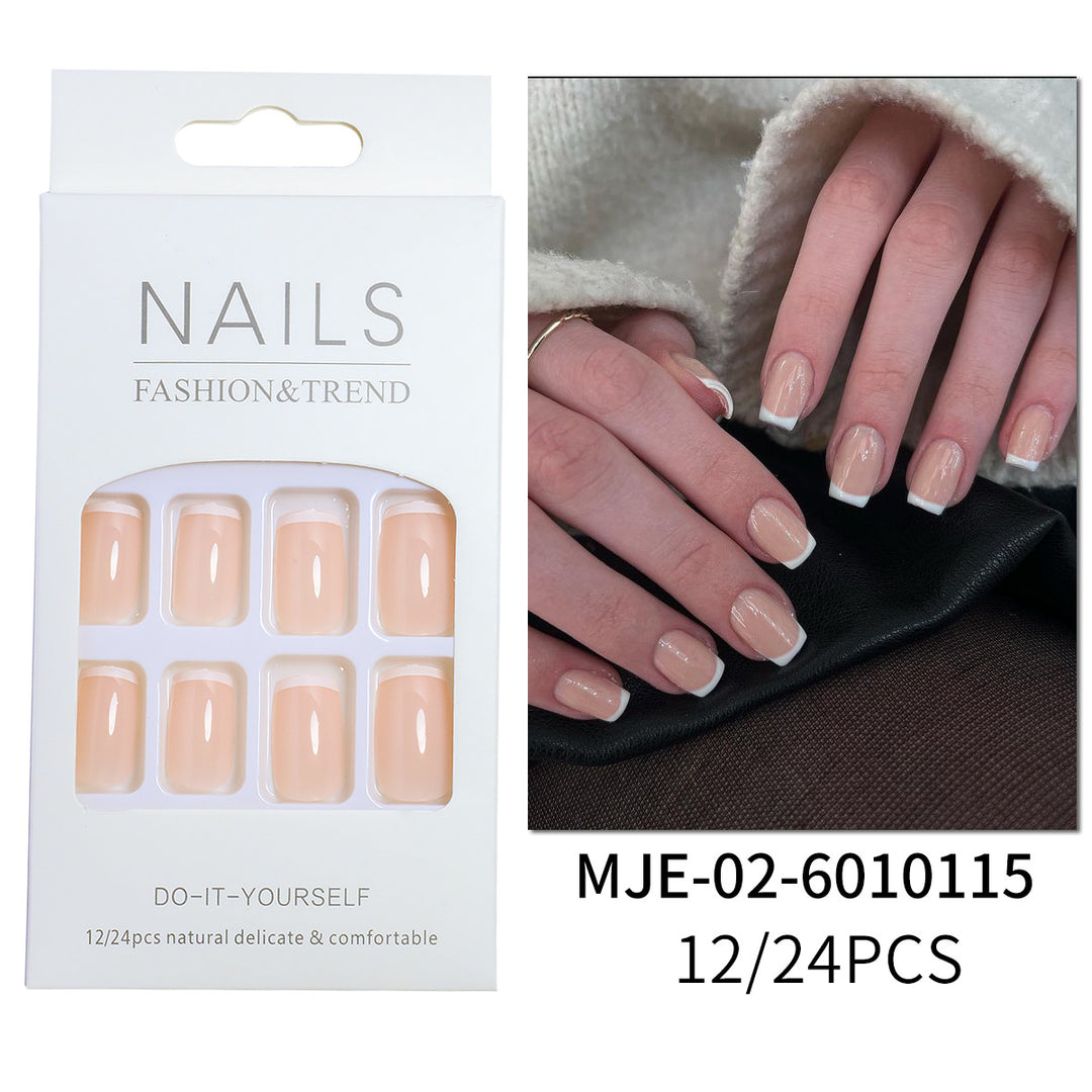 Elegant French Tip Press-On Nail Set Bowlift 1787225130