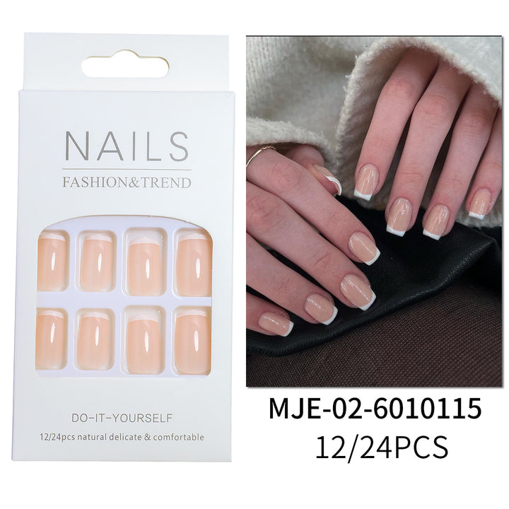 Elegant French Tip Press-On Nail Set Bowlift 1787225130