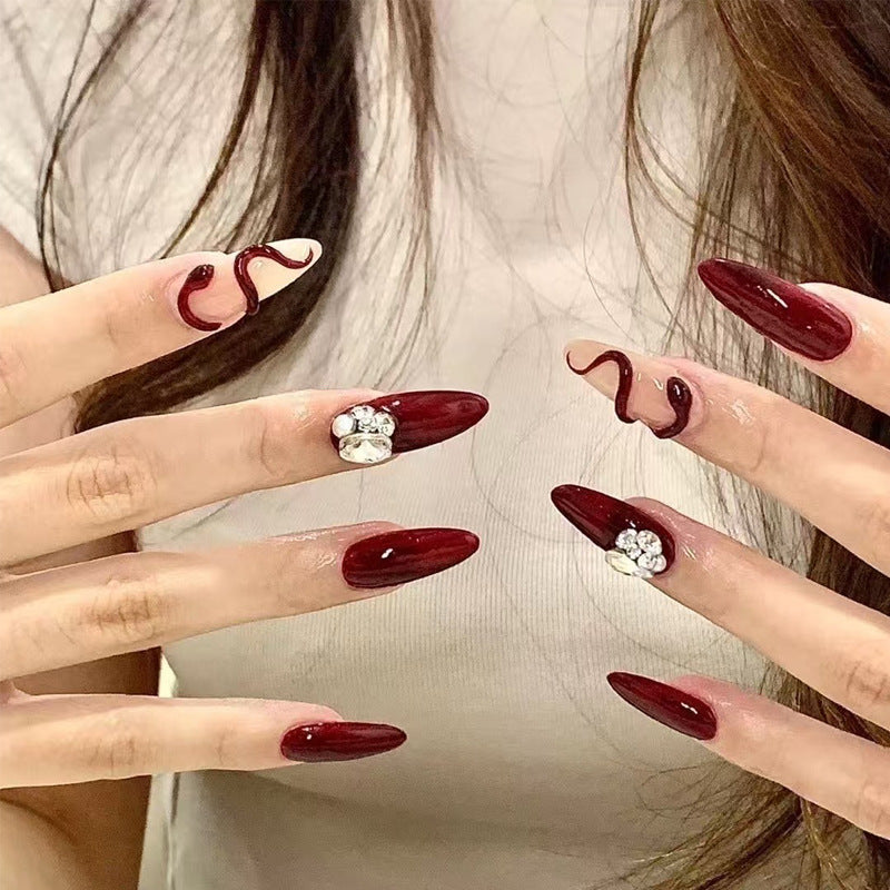 Glossy Decorative Press-On Nails Set Bowlift