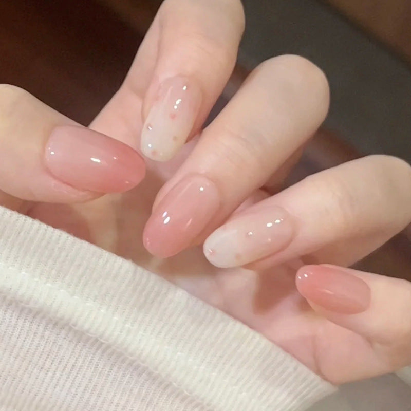 Decorative Press-On Nail Set with Elegant Gradient Design Bowlift