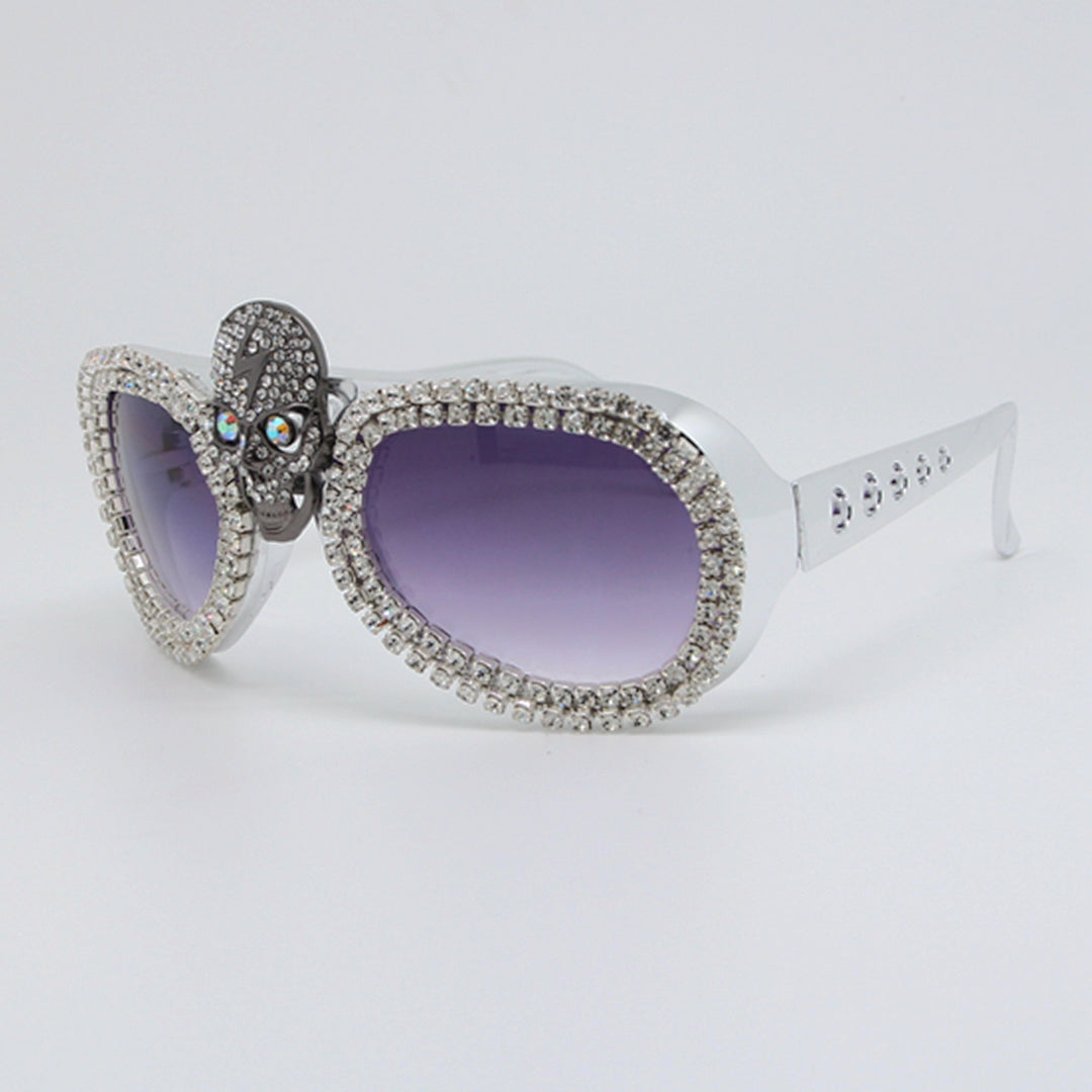 Women’s statement sunglasses with exceptional skull design and sparkling rhinestone frame Bowlift