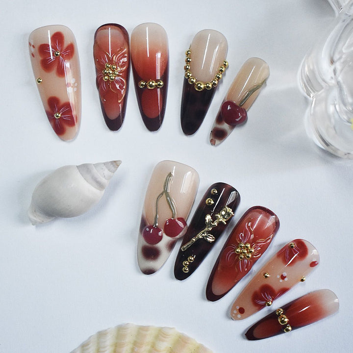 Artistic Decorative Press-On Nail Set Bowlift