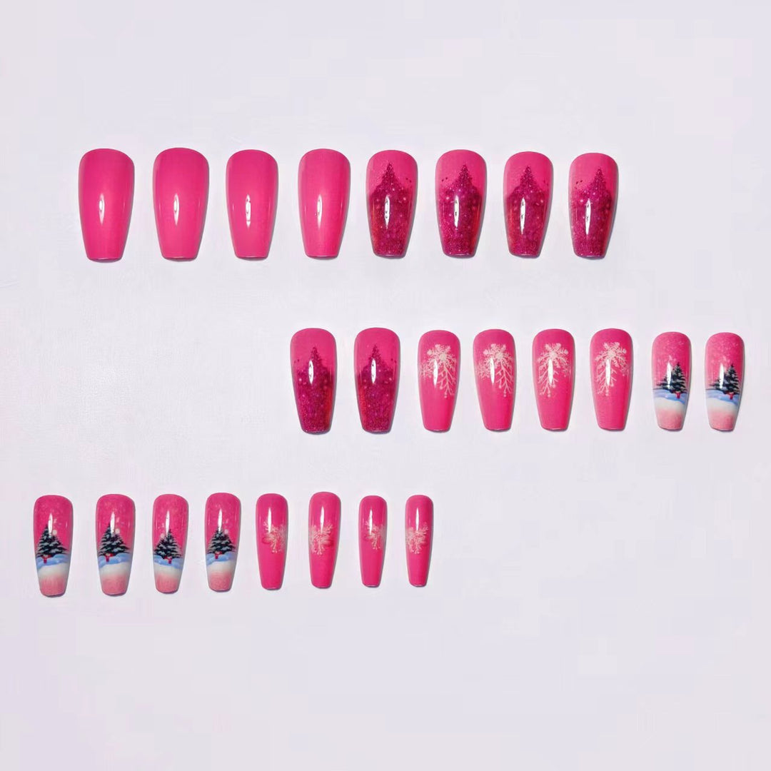 Artificial nails with winter Christmas design Bowlift