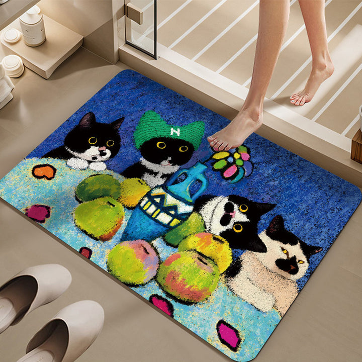 Cartoon Cat-Themed Bath Mat Bowlift