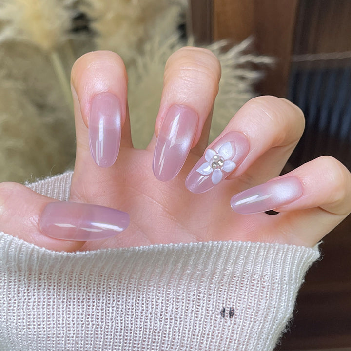 Elegant Floral-Designed Press-On Nails Bowlift