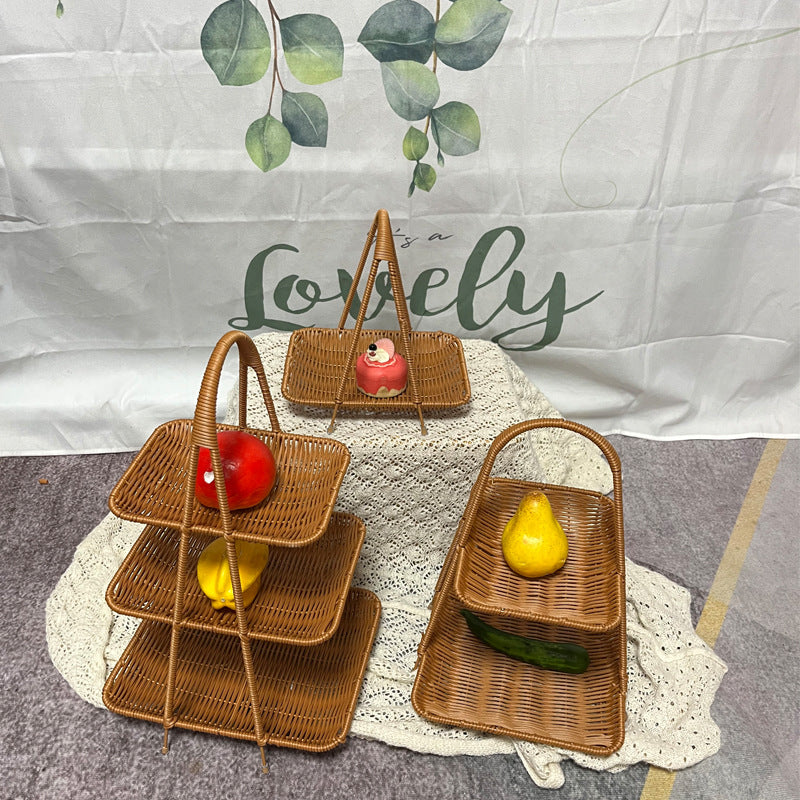 Multi-Tiered Wicker Fruit Stand Bowlift