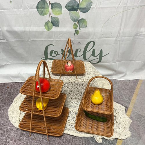 Multi-Tiered Wicker Fruit Stand Bowlift