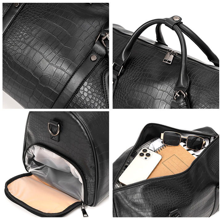 Elegant Travel Bag in Luxurious Crocodile Look Bowlift