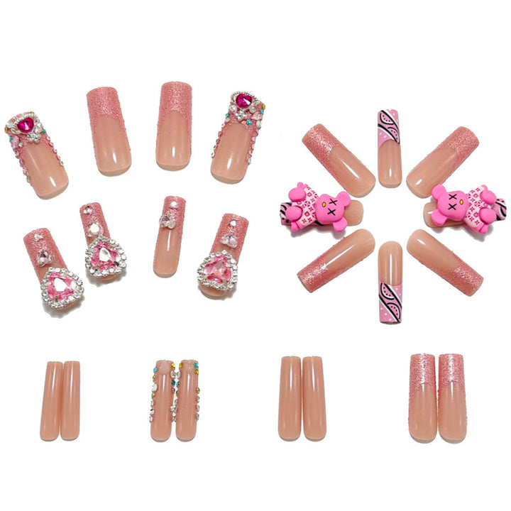 Creative artificial nails with charms and glitter Bowlift