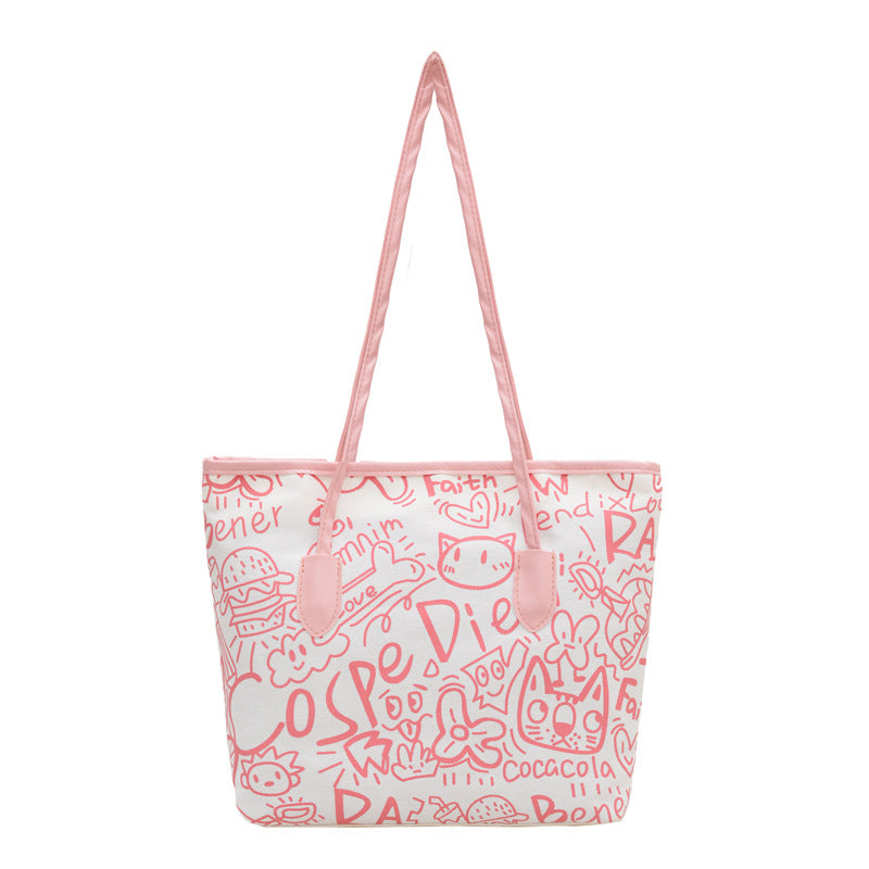 WoArtistic Graphic Print Shoulder Tote Bag Bowlift