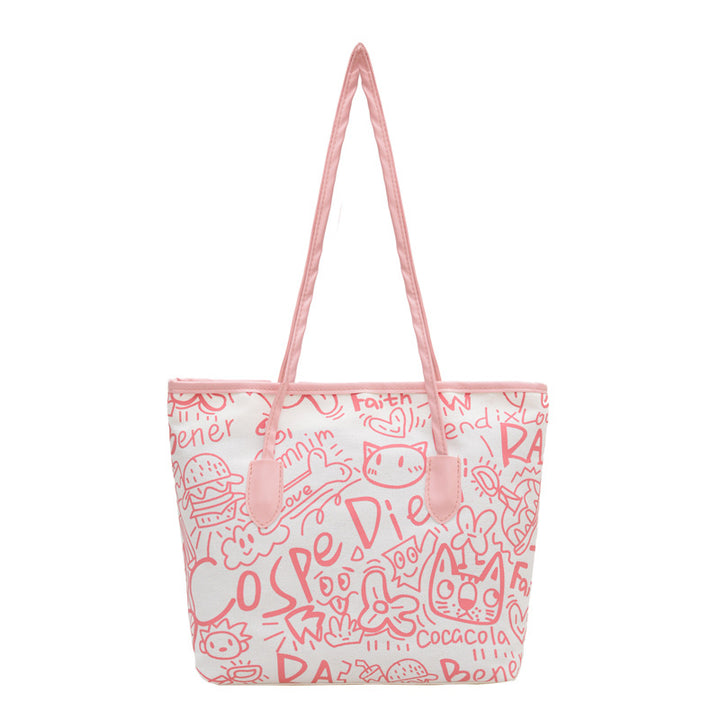 WoArtistic Graphic Print Shoulder Tote Bag Bowlift