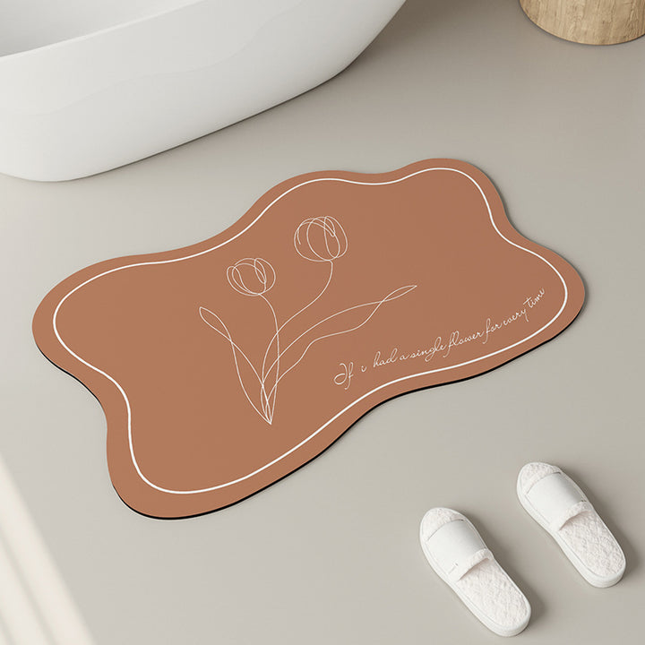 Elegant Floral Design Bath Mat Bowlift