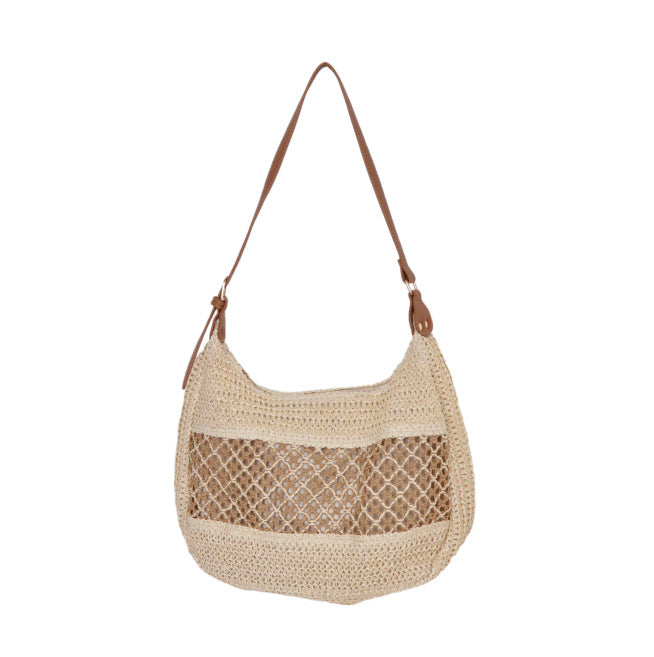 Elegant mesh shoulder bag with leather accents Bowlift