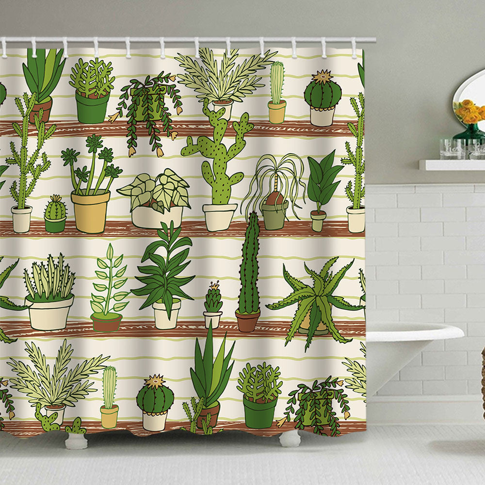 Cactus Garden-Themed Shower Curtain Bowlift
