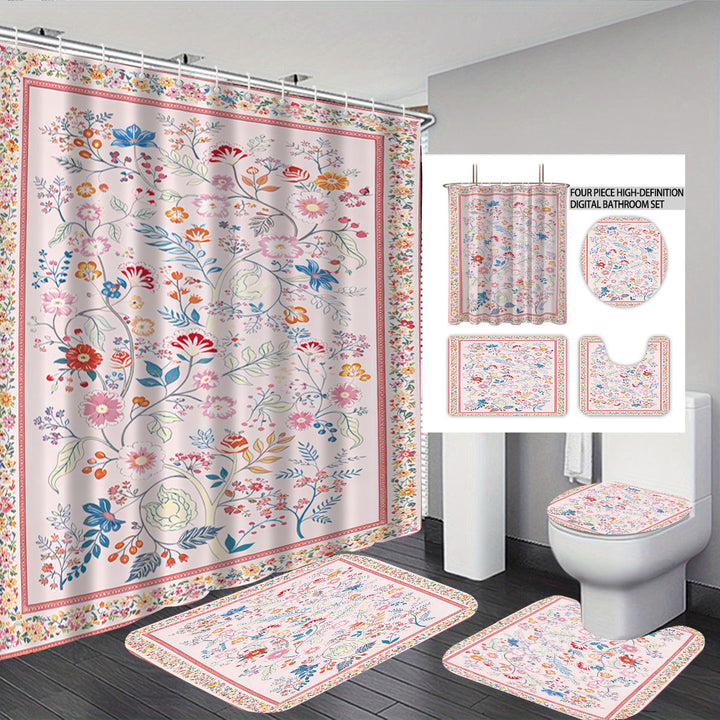 Digital Floral Print Bathroom Set Bowlift