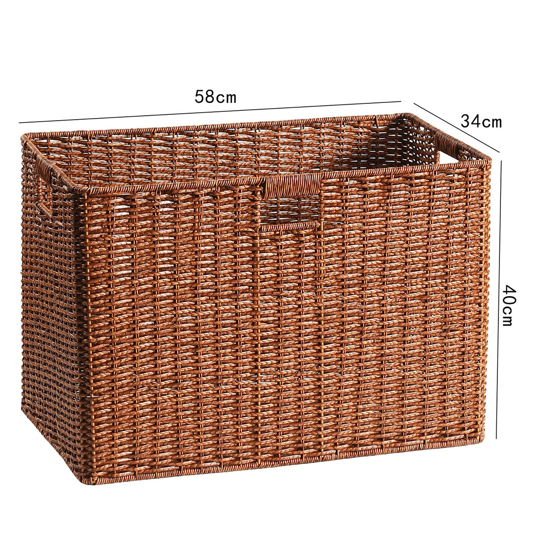 Large Woven Storage Bin with Ergonomic Cutout Handles Bowlift