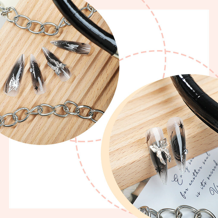 Artificial nail set with elegant floral design and sparkling accents Bowlift