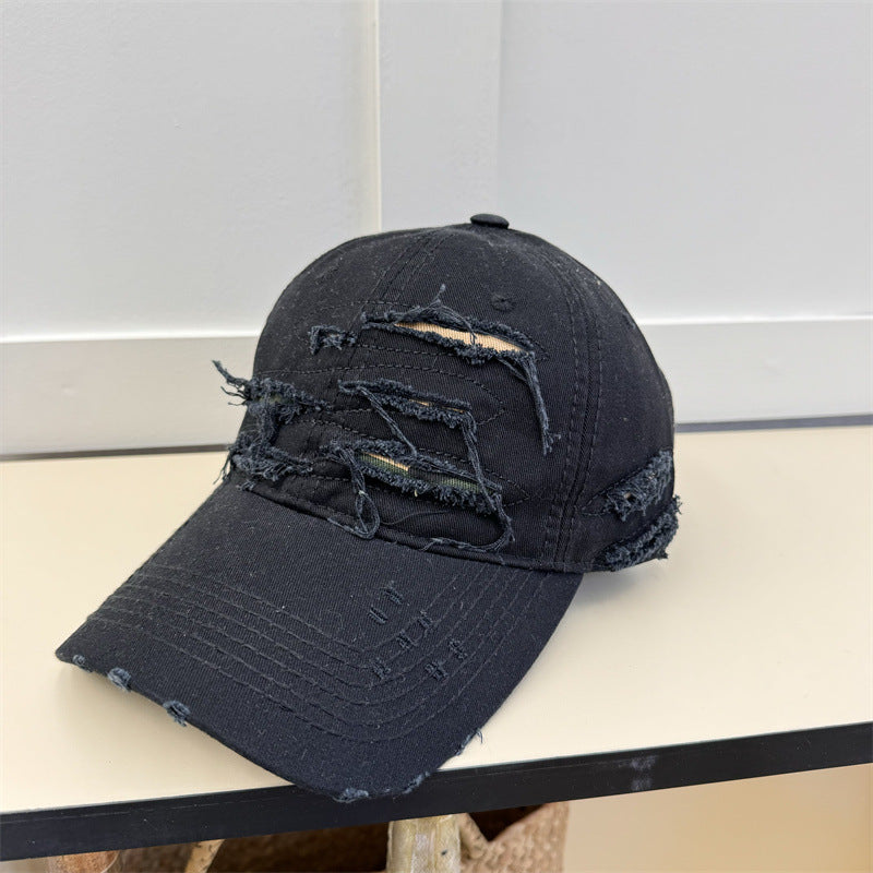 Men's Distressed Denim Baseball Cap Bowlift