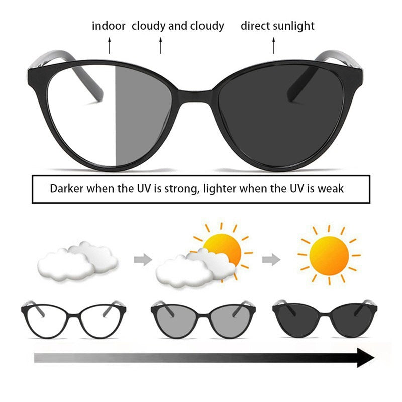 Women's trendy light-sensitive cat-eye glasses Bowlift