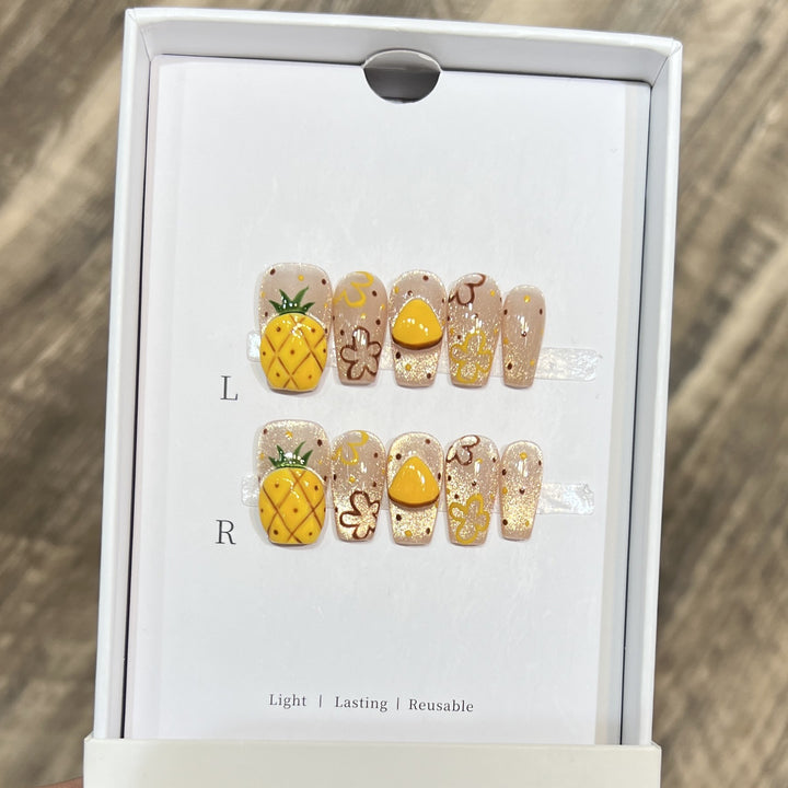 Tropical Fruit-Themed Press-On Nail Set Bowlift