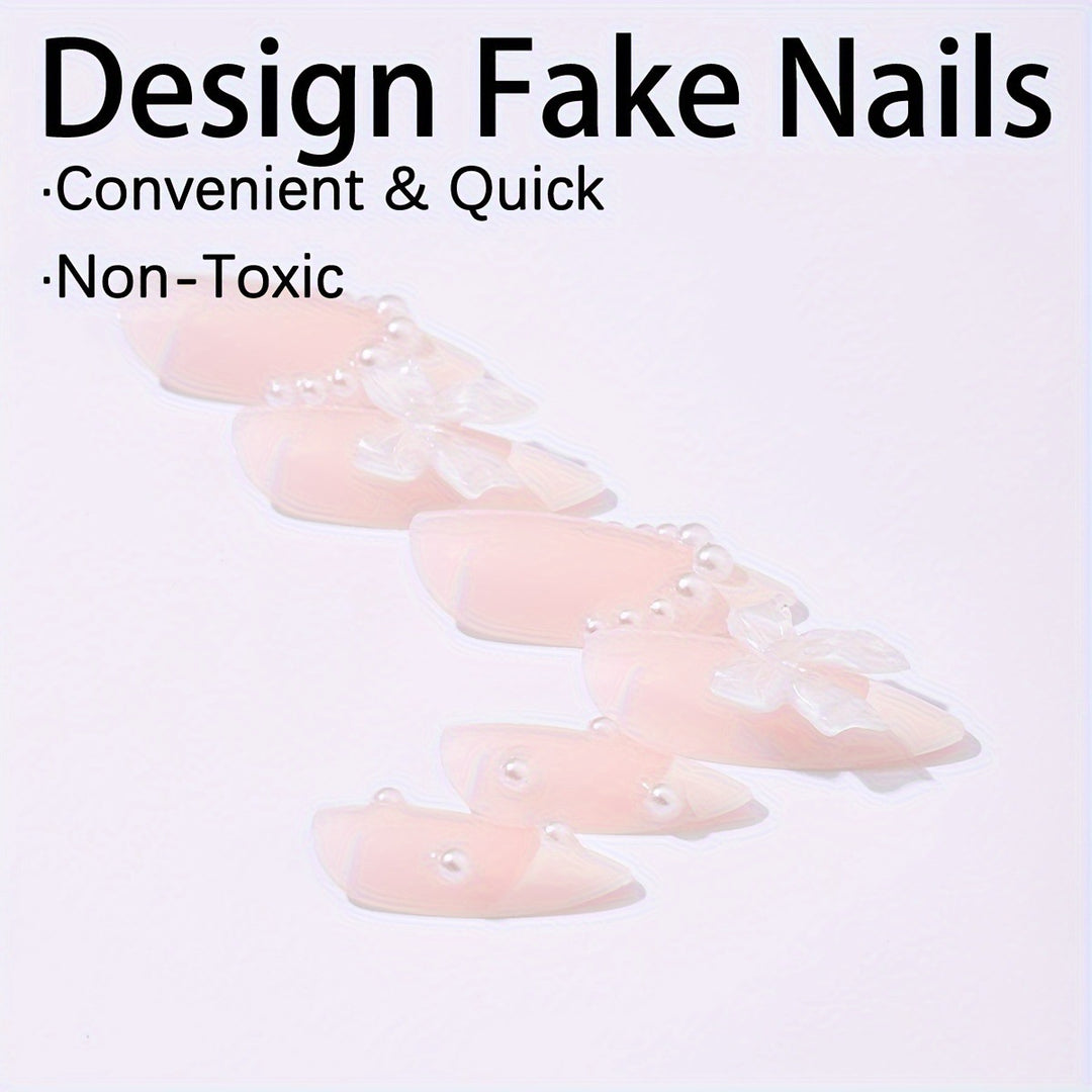 Artificial nail set with elegant decorative elements Bowlift