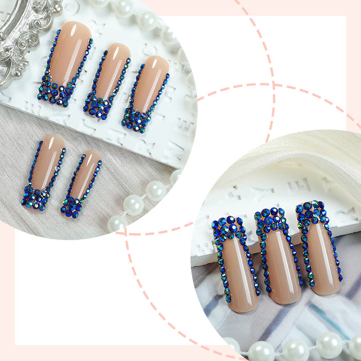 Designer Press-On Nail Set with Rhinestone Accents Bowlift