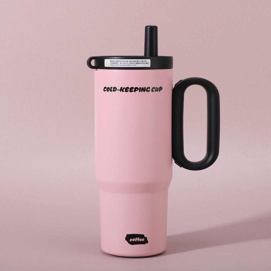 Ladies insulated coffee mug with carrying handle Bowlift