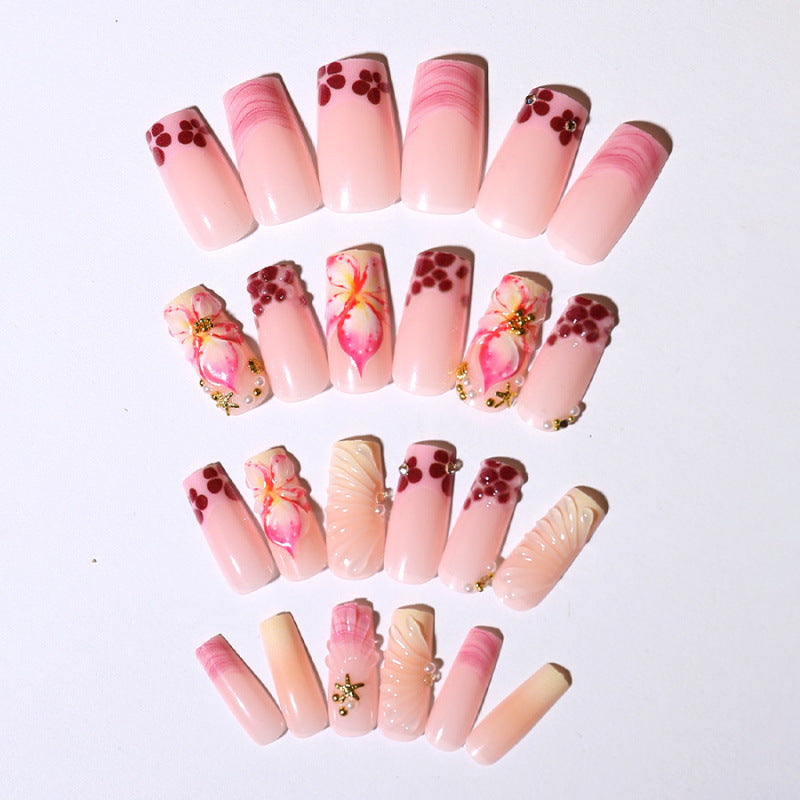 Acrylic nail set with exclusive flower design and sparkling accents Bowlift