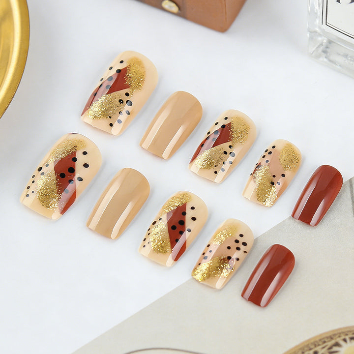 Artistic Geometric Pattern Press-On Nail Set Bowlift