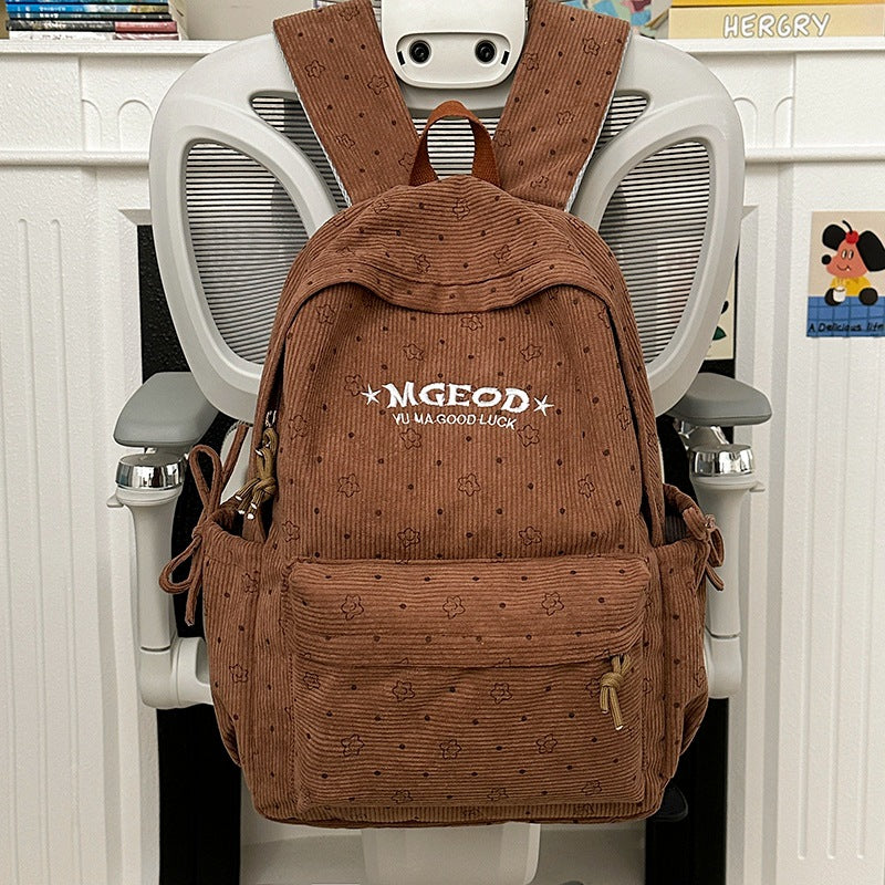 Casual Corduroy Backpack Bowlift