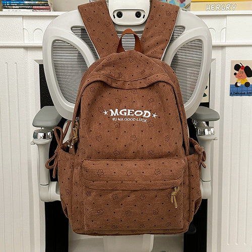 Casual Corduroy Backpack Bowlift