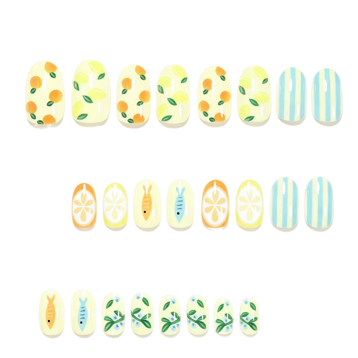Whimsical Fruit and Fish-Themed Nail Art Set Bowlift