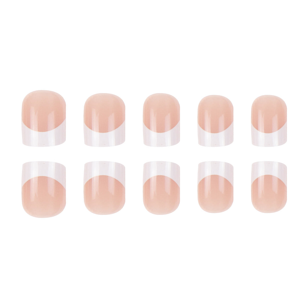 Elegant French Tip Press-On Nail Art Bowlift